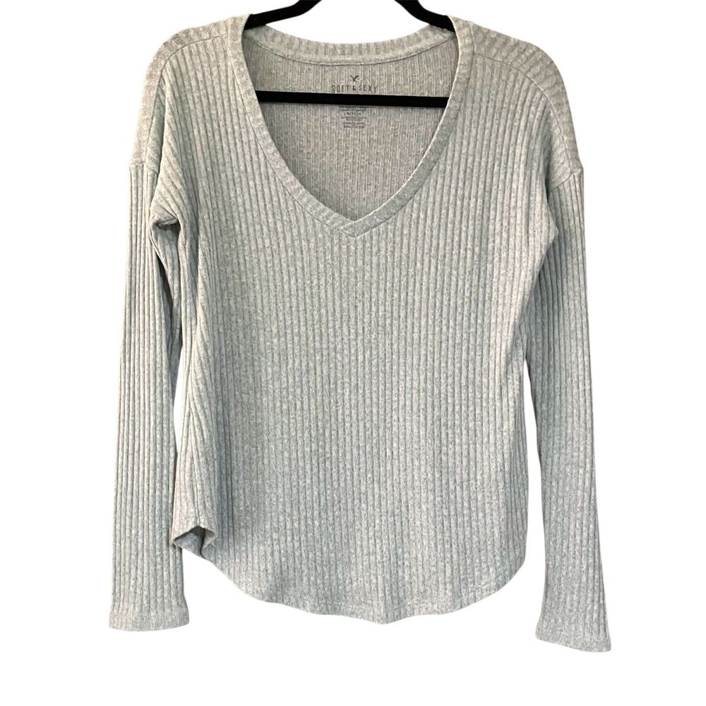 American Eagle Soft & Sexy ribbed scoop neck knit top